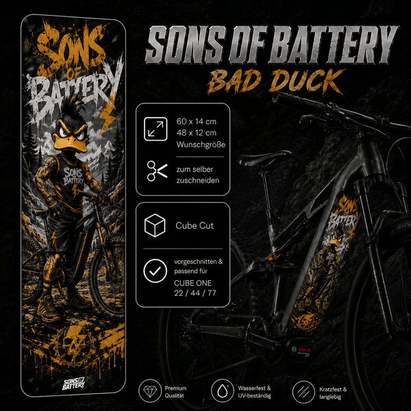 Sons of Battery® - E-MTB Brand & Community Folien & Sticker BAD DUCK SONS OF BATTERY -  Akku Abdeckung Cover Universal / Cube E-Bike-Community