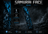 Sons of Battery® - E-MTB Brand & Community Folien & Sticker Blau / 60 cm x 14 cm SAMURAI FACE -  Akku Abdeckung Cover Universal / Cube E-Bike-Community