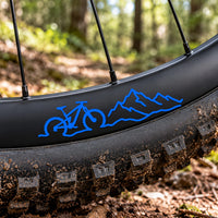 Sons of Battery® - E-MTB Brand & Community Folien & Sticker Blau Mountain Ride – MTB Felgen Folienaufkleber 8 x 1,5 cm E-Bike-Community