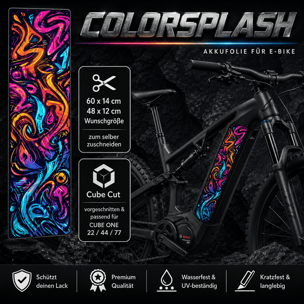 Sons of Battery® - E-MTB Brand & Community Folien & Sticker COLORSPLASH -  Akku Abdeckung Cover Universal / Cube E-Bike-Community