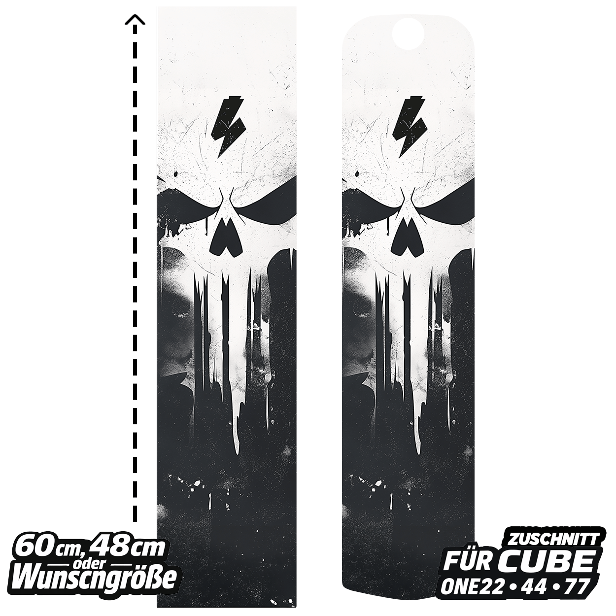 Sons of Battery® - E-MTB Brand & Community Folien & Sticker CUBE CUT (ONE 22/44/77) Skull 2 (Totenkopf Aufkleber) -  Akku Abdeckung Cover Universal / Schutzfolie / für alle E-Bikes E-Bike-Community