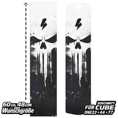 Sons of Battery® - E-MTB Brand & Community Folien & Sticker CUBE CUT (ONE 22/44/77) Skull 2 (Totenkopf Aufkleber) -  Akku Abdeckung Cover Universal / Schutzfolie / für alle E-Bikes E-Bike-Community