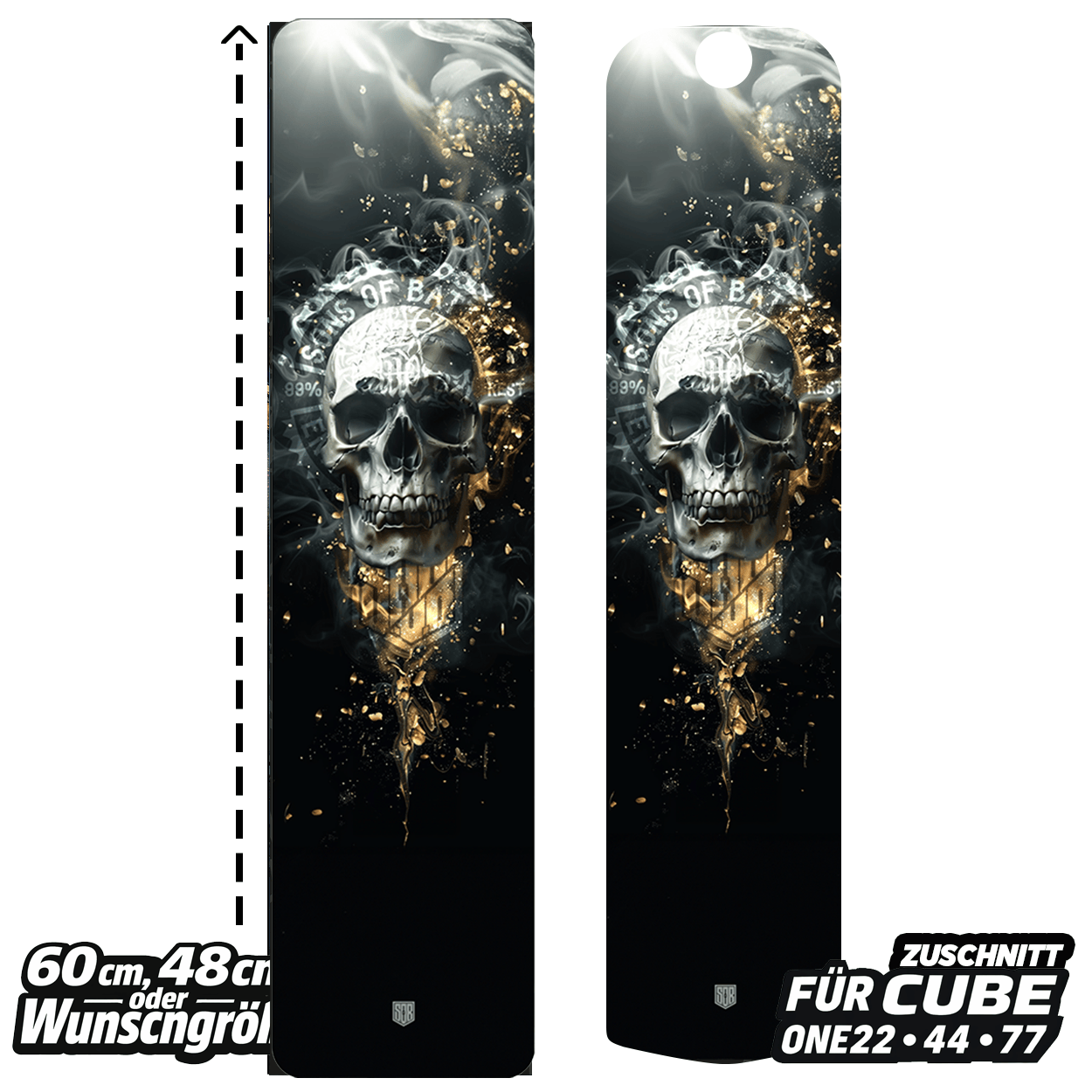 Sons of Battery® - E-MTB Brand & Community Folien & Sticker Cube Cut (ONE22/44/77) Skull 4 (Totenkopf Aufkleber) -  Akku Abdeckung Cover Universal / Schutzfolie / für alle E-Bikes E-Bike-Community