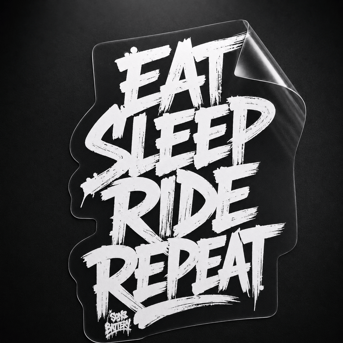 Sons of Battery - E-MTB Brand & Community Folien & Sticker EAT SLEEP RIDE REPEAT - UV-STICKER - 7x5 cm E-Bike-Community