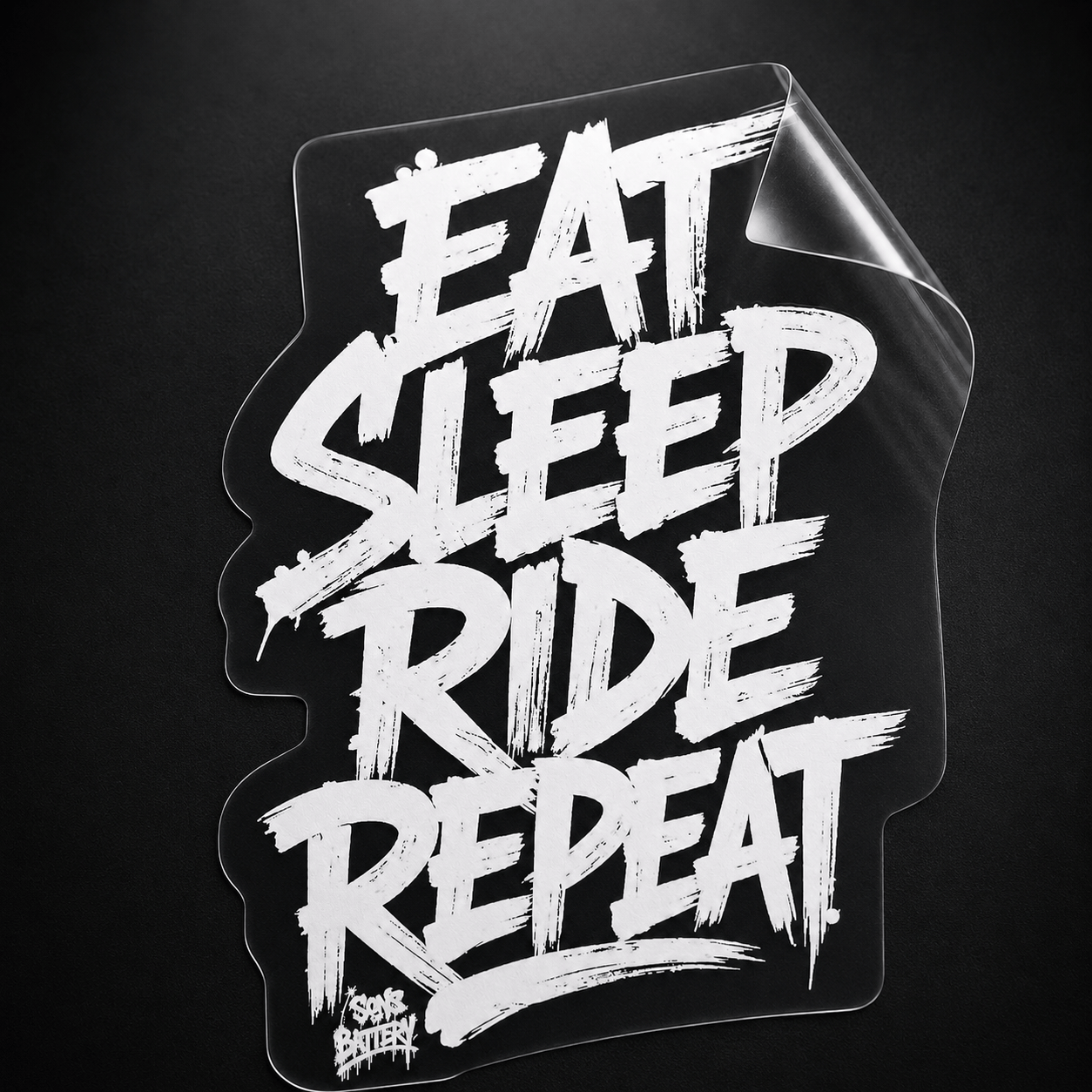 Sons of Battery - E-MTB Brand & Community Folien & Sticker EAT SLEEP RIDE REPEAT - UV-STICKER - 7x5 cm E-Bike-Community