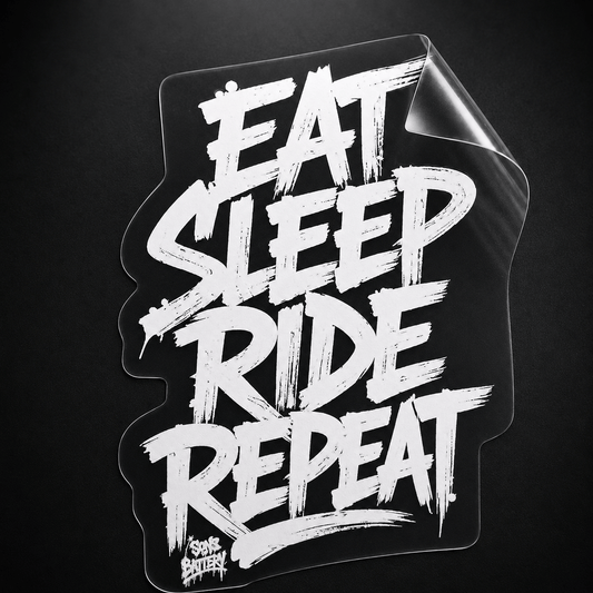Sons of Battery - E-MTB Brand & Community Folien & Sticker EAT SLEEP RIDE REPEAT - UV-STICKER - 7x5 cm E-Bike-Community