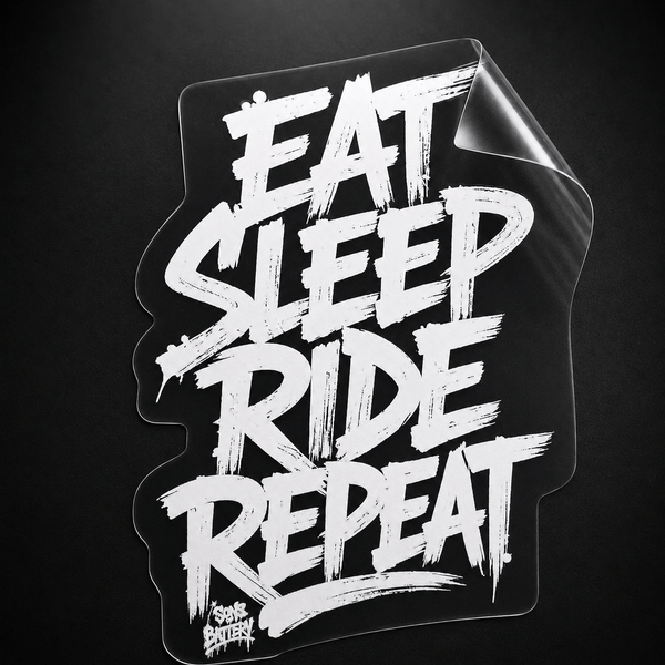 Sons of Battery - E-MTB Brand & Community Folien & Sticker EAT SLEEP RIDE REPEAT - UV-STICKER - 7x5 cm E-Bike-Community