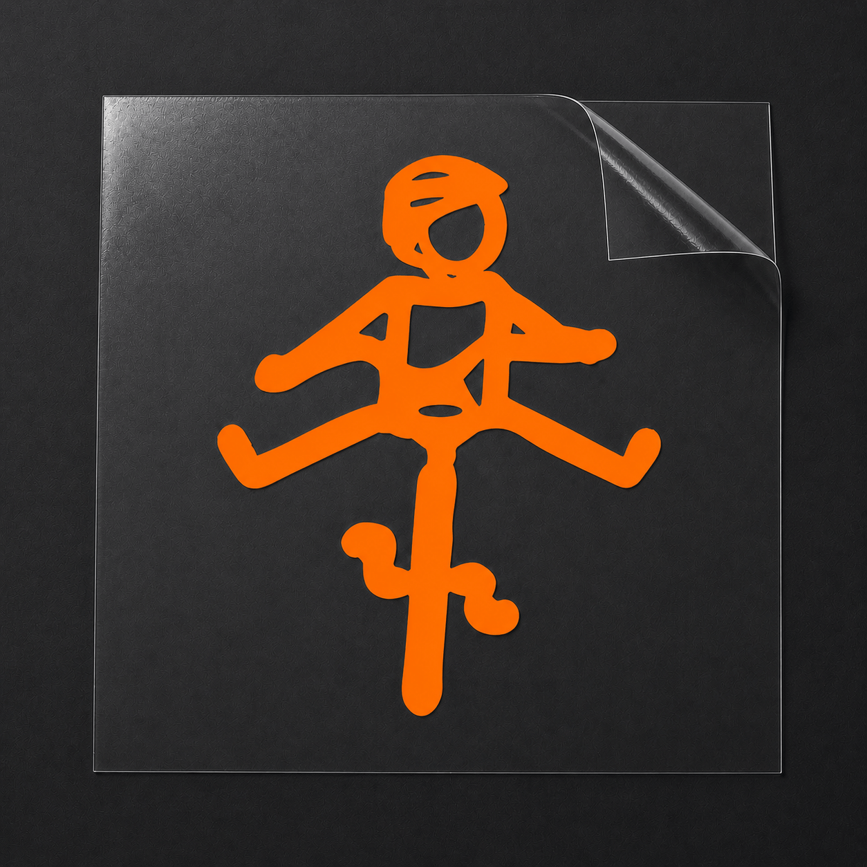 Sons of Battery® - E-MTB Brand & Community Folien & Sticker Fox-Orange / 5 x 4 cm / Männlich (HELMut) Kleiner Mensch auf Rad mit Helm! HELMut / HELMine Kreativer Vinyl-Aufkleber für Rennrad, Mountainbike, Material: Vinylaufkleber E-Bike-Community