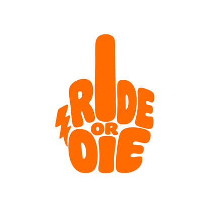 Sons of Battery® - E-MTB Brand & Community Folien & Sticker Fox-Orange / 5 x 4 cm RIDE OR DIE (STINKY FINGER) - Kreativer Vinyl-Aufkleber E-Bike-Community