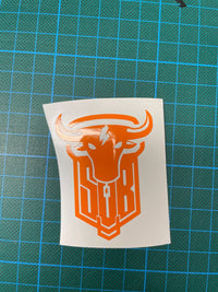 Sons of Battery® - E-MTB Brand & Community Folien & Sticker Fox-Orange (Glanz) / 6 x 5 cm "Bulle / Bull" Folie - SoB - E-Bike-Community