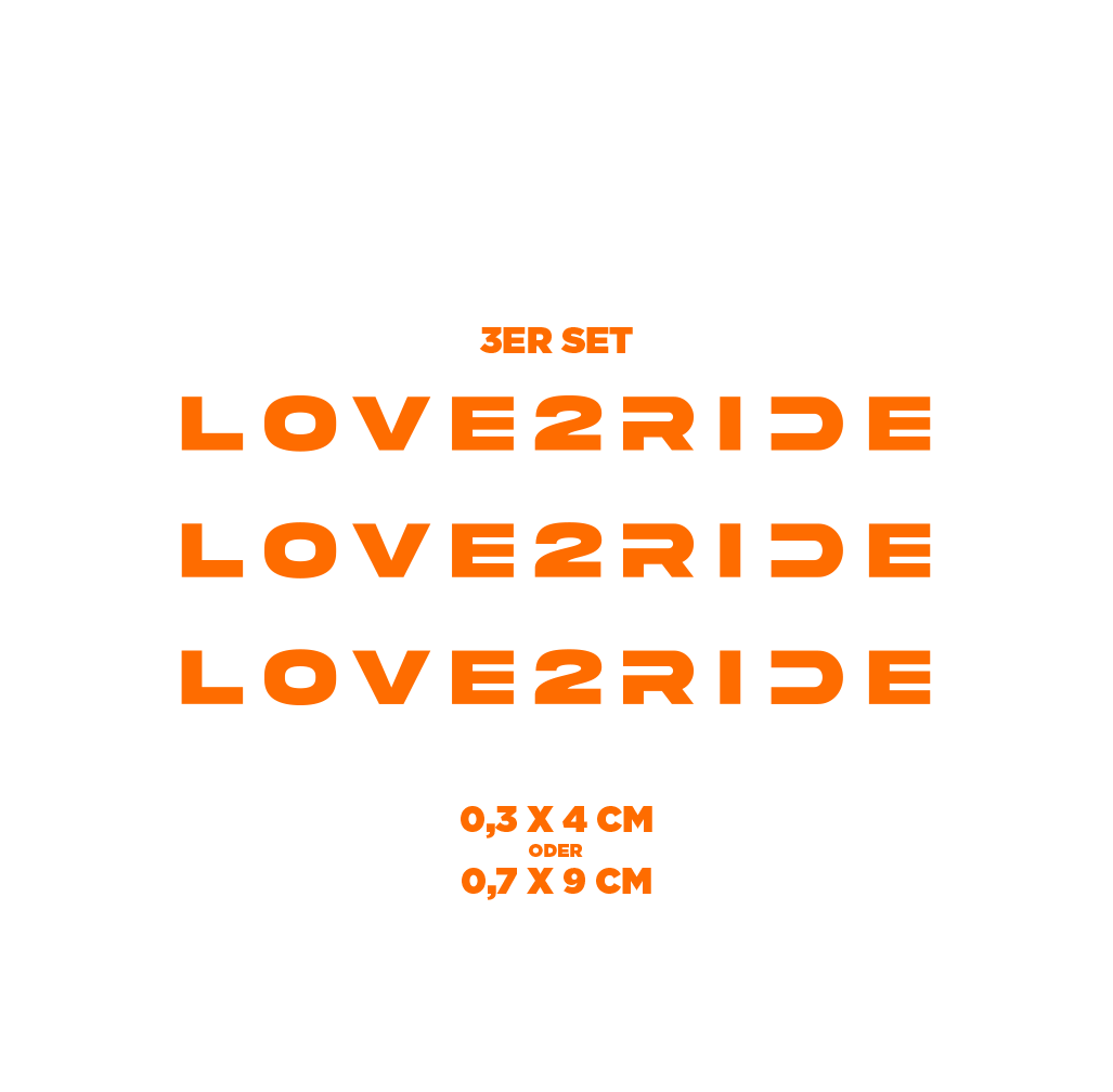Sons of Battery® - E-MTB Brand & Community Folien & Sticker Fox-Orange / LOVE 2 RIDE / 3 mm Love 2 Ride / Ride or Die - 3 mm / 6 mm- Schrift E-Bike-Community