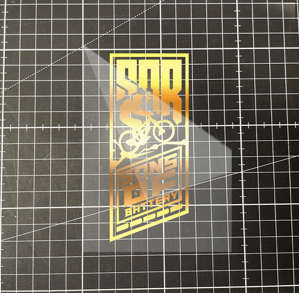Sons of Battery - E-MTB Brand & Community Folien & Sticker Gold / 12x5 cm Hochkant Biker Motiv als Folie (12 x 5 cm) - SoB - E-Bike-Community