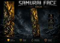 Sons of Battery® - E-MTB Brand & Community Folien & Sticker Gold / 60 cm x 14 cm SAMURAI FACE -  Akku Abdeckung Cover Universal / Cube E-Bike-Community