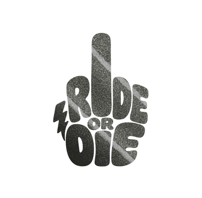 Sons of Battery® - E-MTB Brand & Community Folien & Sticker Graphit Metallic / 5 x 4 cm RIDE OR DIE (STINKY FINGER) - Kreativer Vinyl-Aufkleber E-Bike-Community