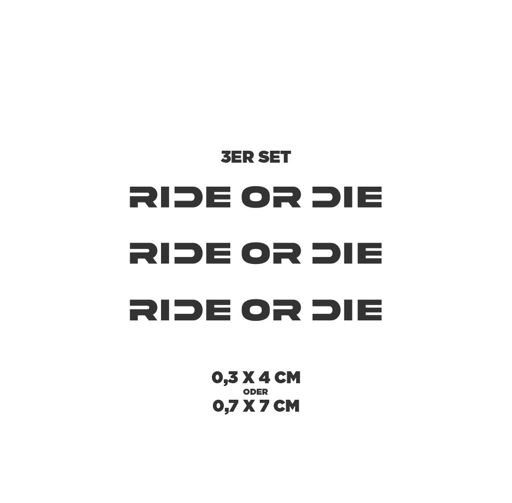 Sons of Battery® - E-MTB Brand & Community Folien & Sticker Grau / RIDE OR DIE / 3 mm Love 2 Ride / Ride or Die - 3 mm / 6 mm- Schrift E-Bike-Community