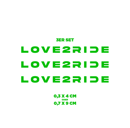 Sons of Battery® - E-MTB Brand & Community Folien & Sticker Grün / LOVE 2 RIDE / 3 mm Love 2 Ride / Ride or Die - 3 mm / 6 mm- Schrift E-Bike-Community