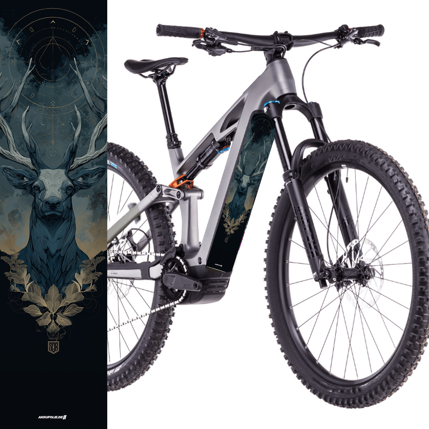 Sons of Battery® - E-MTB Brand & Community Folien & Sticker Hirsch 3 -  Akku Abdeckung Cover Sticker Universal / Schutzfolie / für alle E-Bikes, Cube co. E-Bike-Community