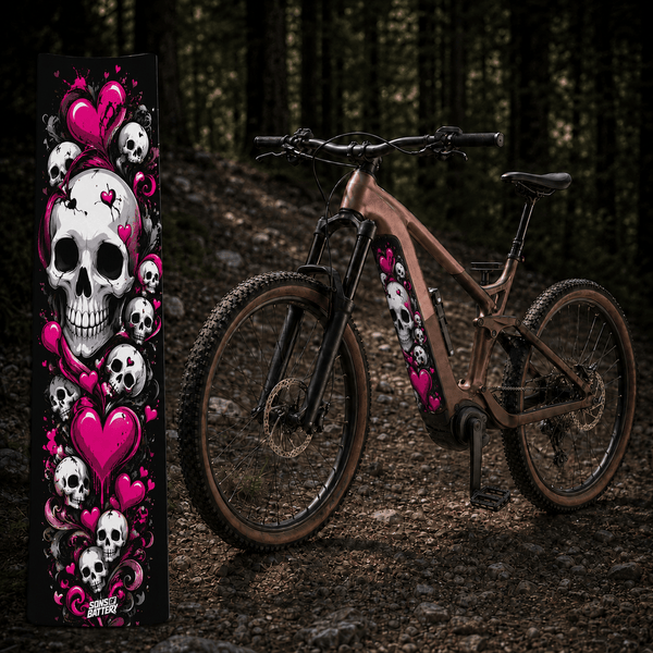 Sons of Battery® - E-MTB Brand & Community Folien & Sticker Love Skull – E-Bike Akku Sticker & Schutzfolie | Universal, Wunschgröße & CUBE Cut E-Bike-Community