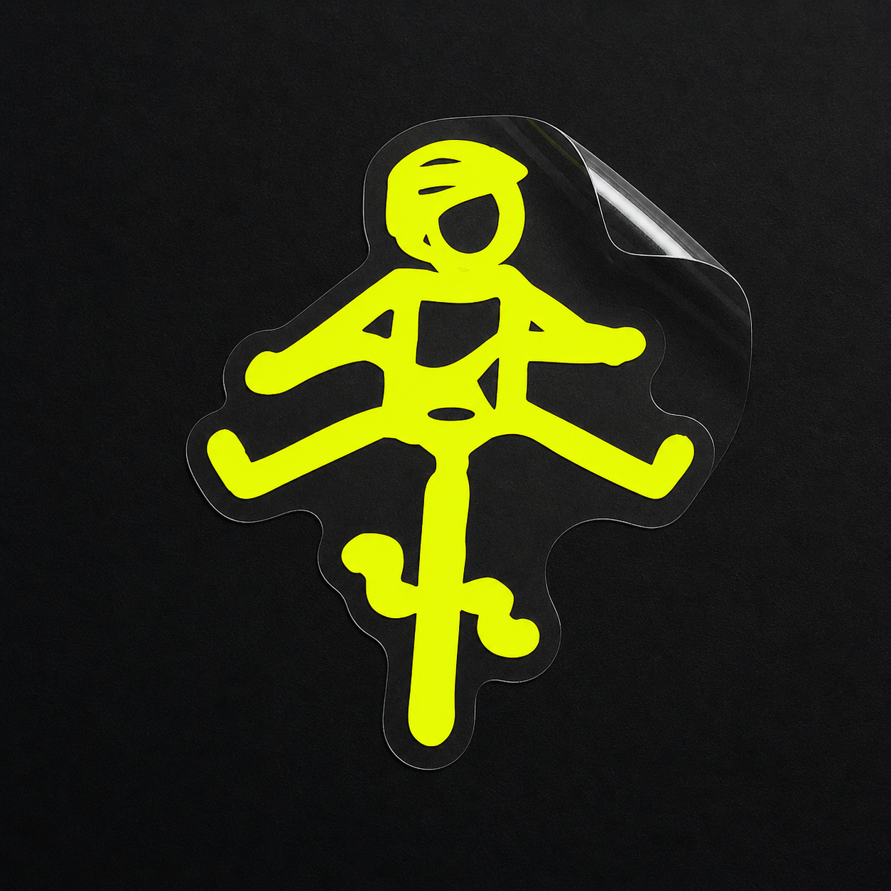 Sons of Battery® - E-MTB Brand & Community Folien & Sticker Neongelb / 5 x 4 cm / Männlich (HELMut) Kleiner Mensch auf Rad mit Helm! HELMut / HELMine Kreativer Vinyl-Aufkleber für Rennrad, Mountainbike, Material: Vinylaufkleber E-Bike-Community