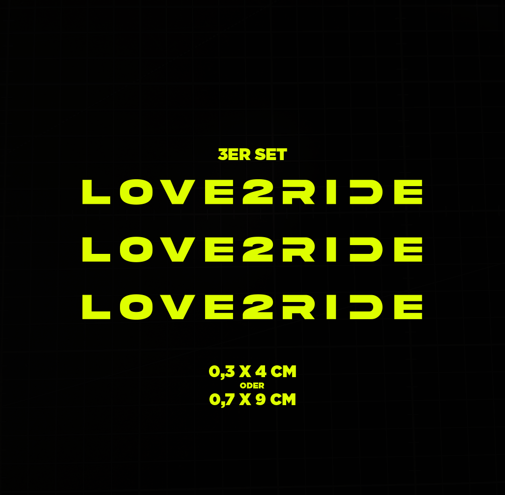 Sons of Battery® - E-MTB Brand & Community Folien & Sticker Neongelb / LOVE 2 RIDE / 3 mm Love 2 Ride / Ride or Die - 3 mm / 6 mm- Schrift E-Bike-Community