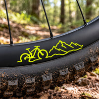 Sons of Battery® - E-MTB Brand & Community Folien & Sticker Neongelb Mountain Ride – MTB Felgen Folienaufkleber 8 x 1,5 cm E-Bike-Community