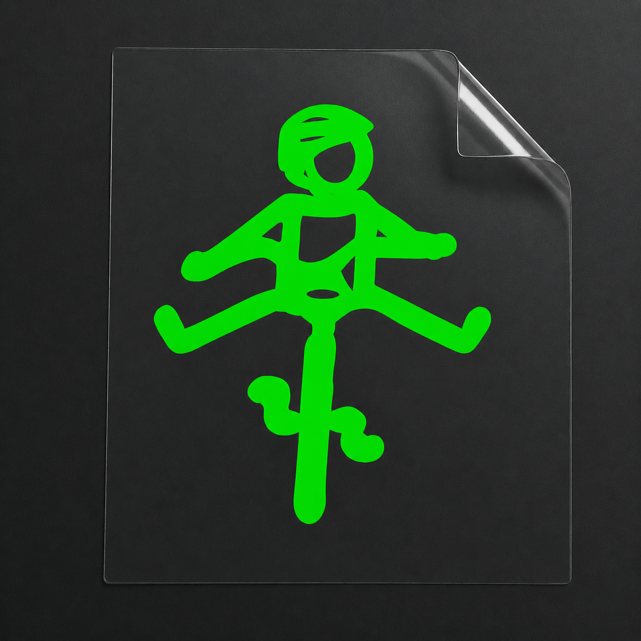 Sons of Battery® - E-MTB Brand & Community Folien & Sticker Neongrün / 5 x 4 cm / Männlich (HELMut) Kleiner Mensch auf Rad mit Helm! HELMut / HELMine Kreativer Vinyl-Aufkleber für Rennrad, Mountainbike, Material: Vinylaufkleber E-Bike-Community