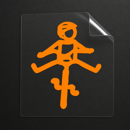 Sons of Battery® - E-MTB Brand & Community Folien & Sticker Neonorange / 5 x 4 cm / Männlich (HELMut) Kleiner Mensch auf Rad mit Helm! HELMut / HELMine Kreativer Vinyl-Aufkleber für Rennrad, Mountainbike, Material: Vinylaufkleber E-Bike-Community