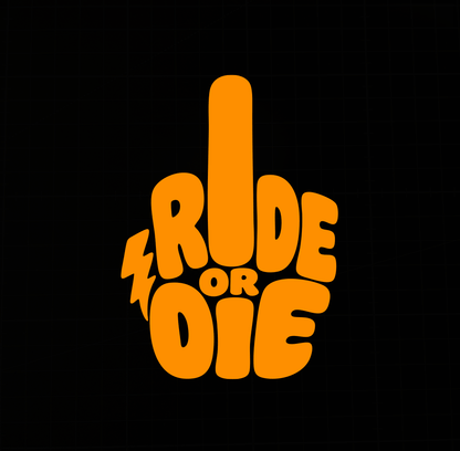 Sons of Battery® - E-MTB Brand & Community Folien & Sticker Neonorange / 5 x 4 cm RIDE OR DIE (STINKY FINGER) - Kreativer Vinyl-Aufkleber E-Bike-Community