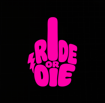 Sons of Battery® - E-MTB Brand & Community Folien & Sticker Neonpink / 5 x 4 cm RIDE OR DIE (STINKY FINGER) - Kreativer Vinyl-Aufkleber E-Bike-Community