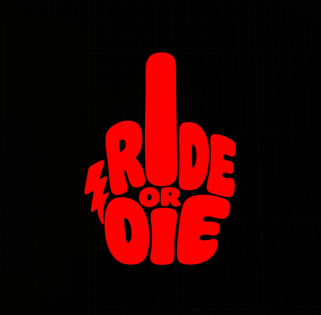 Sons of Battery® - E-MTB Brand & Community Folien & Sticker Neonrot / 5 x 4 cm RIDE OR DIE (STINKY FINGER) - Kreativer Vinyl-Aufkleber E-Bike-Community