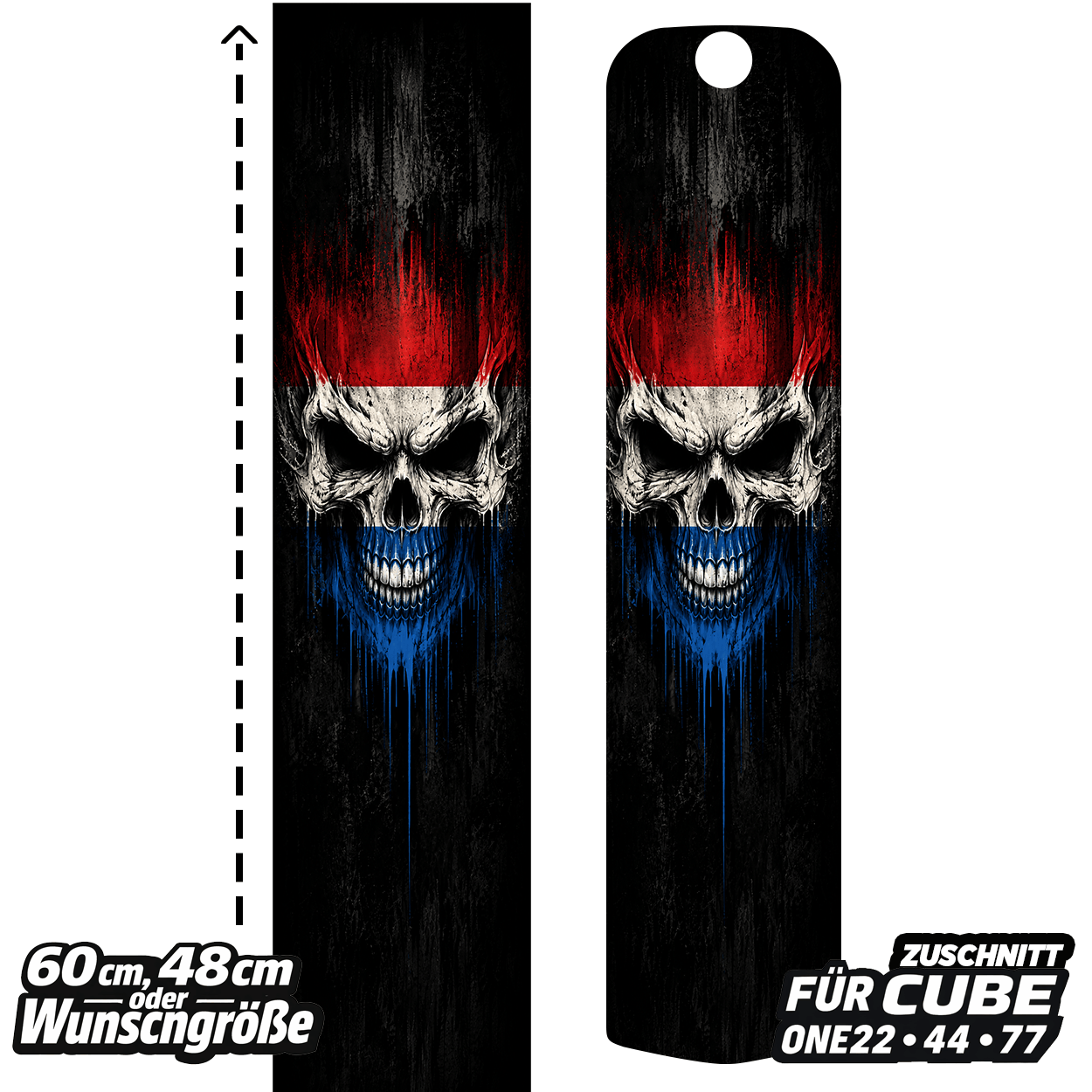 Sons of Battery® - E-MTB Brand & Community Folien & Sticker Niederlande / 60 cm x 14 cm Länderflaggen Skull -  Akku Abdeckung Cover Universal / Cube E-Bike-Community