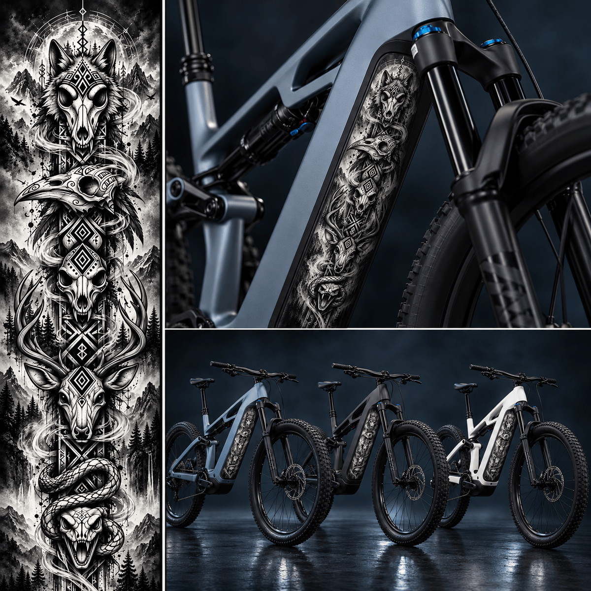 Sons of Battery® - E-MTB Brand & Community Folien & Sticker Nordic Totem – E-Bike Akku Sticker & Schutzfolie | Universal, Wunschgröße & CUBE Cut E-Bike-Community