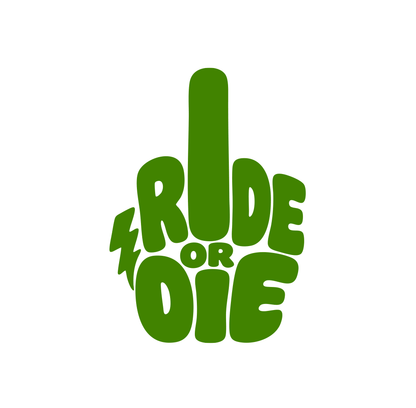 Sons of Battery® - E-MTB Brand & Community Folien & Sticker Olive / 5 x 4 cm RIDE OR DIE (STINKY FINGER) - Kreativer Vinyl-Aufkleber E-Bike-Community