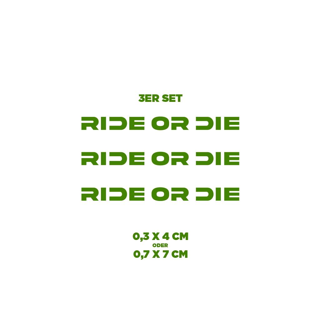 Sons of Battery® - E-MTB Brand & Community Folien & Sticker Olive / RIDE OR DIE / 6 mm Love 2 Ride / Ride or Die - 3 mm / 6 mm- Schrift E-Bike-Community