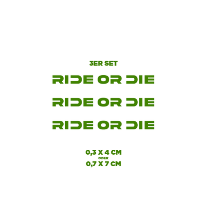 Sons of Battery® - E-MTB Brand & Community Folien & Sticker Olive / RIDE OR DIE / 6 mm Love 2 Ride / Ride or Die - 3 mm / 6 mm- Schrift E-Bike-Community