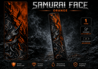 Sons of Battery® - E-MTB Brand & Community Folien & Sticker Orange / 60 cm x 14 cm SAMURAI FACE -  Akku Abdeckung Cover Universal / Cube E-Bike-Community