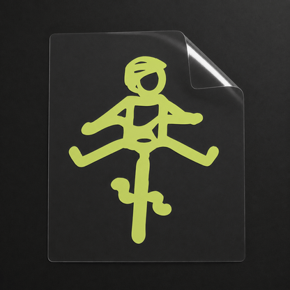 Sons of Battery® - E-MTB Brand & Community Folien & Sticker Pastellgrün / 5 x 4 cm / Männlich (HELMut) Kleiner Mensch auf Rad mit Helm! HELMut / HELMine Kreativer Vinyl-Aufkleber für Rennrad, Mountainbike, Material: Vinylaufkleber E-Bike-Community