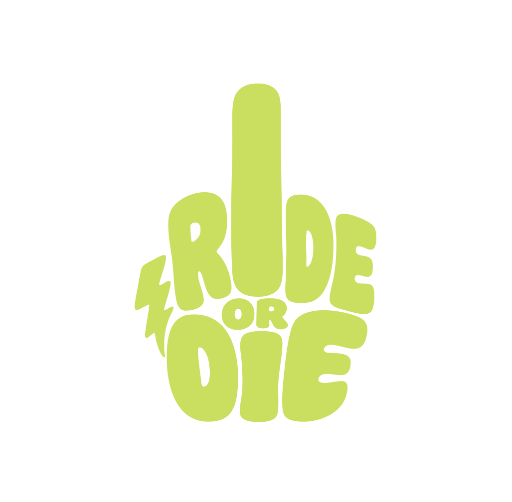 Sons of Battery® - E-MTB Brand & Community Folien & Sticker Pastellgrün / 5 x 4 cm RIDE OR DIE (STINKY FINGER) - Kreativer Vinyl-Aufkleber E-Bike-Community