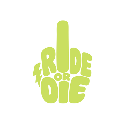 Sons of Battery® - E-MTB Brand & Community Folien & Sticker Pastellgrün / 5 x 4 cm RIDE OR DIE (STINKY FINGER) - Kreativer Vinyl-Aufkleber E-Bike-Community