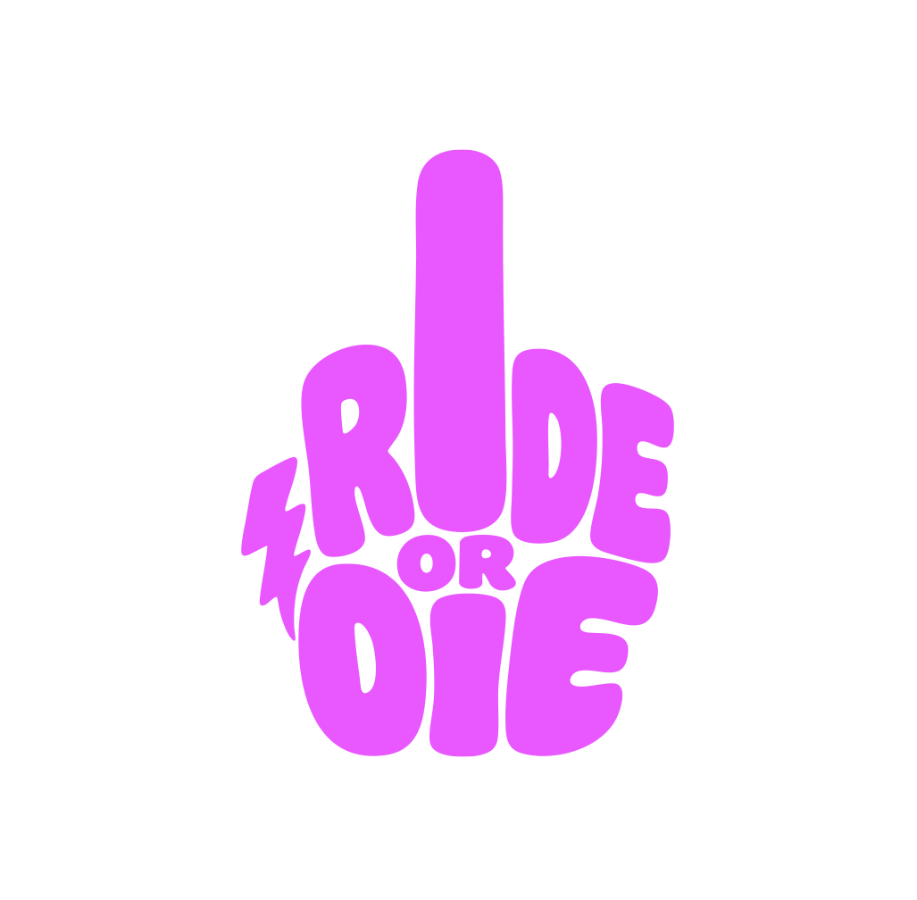 Sons of Battery® - E-MTB Brand & Community Folien & Sticker Pink / 5 x 4 cm RIDE OR DIE (STINKY FINGER) - Kreativer Vinyl-Aufkleber E-Bike-Community