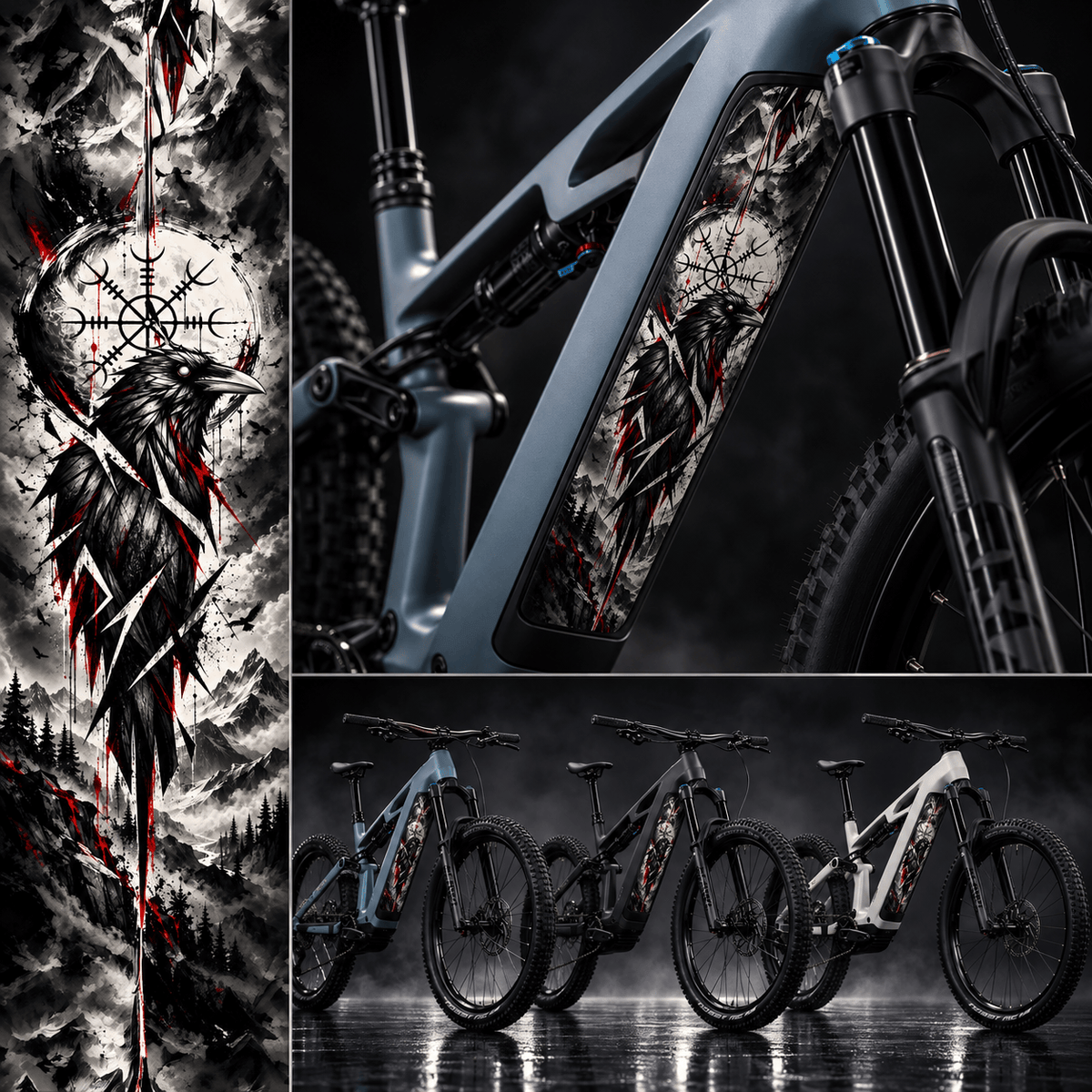 Sons of Battery® - E-MTB Brand & Community Folien & Sticker Rabenritual – E-Bike Akku Sticker & Schutzfolie | Universal, Wunschgröße & CUBE Cut E-Bike-Community
