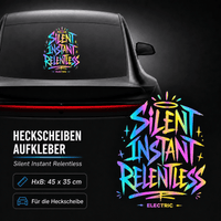 Sons of Battery® - E-MTB Brand & Community Folien & Sticker Rainbow Effekt Folie / 45x34 cm SILENT INSTANT RELENTLESS - Kreativer Vinyl-Aufkleber für deine Heckscheibe / Seitenscheibe uvm. z.B Tesla E-Bike-Community