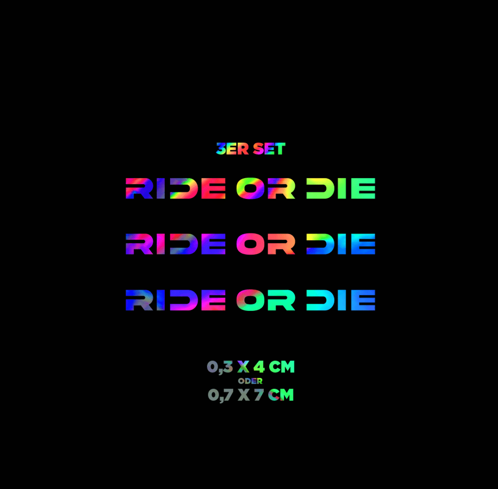 Sons of Battery® - E-MTB Brand & Community Folien & Sticker Rainbow / RIDE OR DIE / 3 mm Love 2 Ride / Ride or Die - 3 mm / 6 mm- Schrift E-Bike-Community