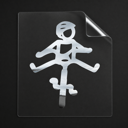 Sons of Battery® - E-MTB Brand & Community Folien & Sticker Reflektierend Schwarz / 5 x 4 cm / Männlich (HELMut) Kleiner Mensch auf Rad mit Helm! HELMut / HELMine Kreativer Vinyl-Aufkleber für Rennrad, Mountainbike, Material: Vinylaufkleber E-Bike-Community