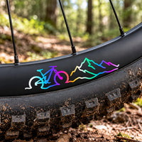 Sons of Battery® - E-MTB Brand & Community Folien & Sticker Regenbogen / Rainbow Oilslick Effekt Folie Mountain Ride – MTB Felgen Folienaufkleber 8 x 1,5 cm E-Bike-Community