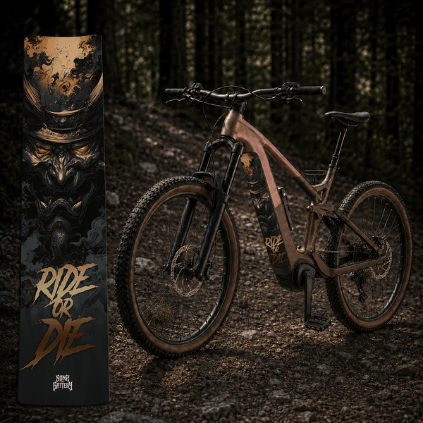 Sons of Battery® - E-MTB Brand & Community Folien & Sticker Ride or Die Samurai – E-Bike Akku Sticker & Schutzfolie | Universal, Wunschgröße & CUBE Cut E-Bike-Community