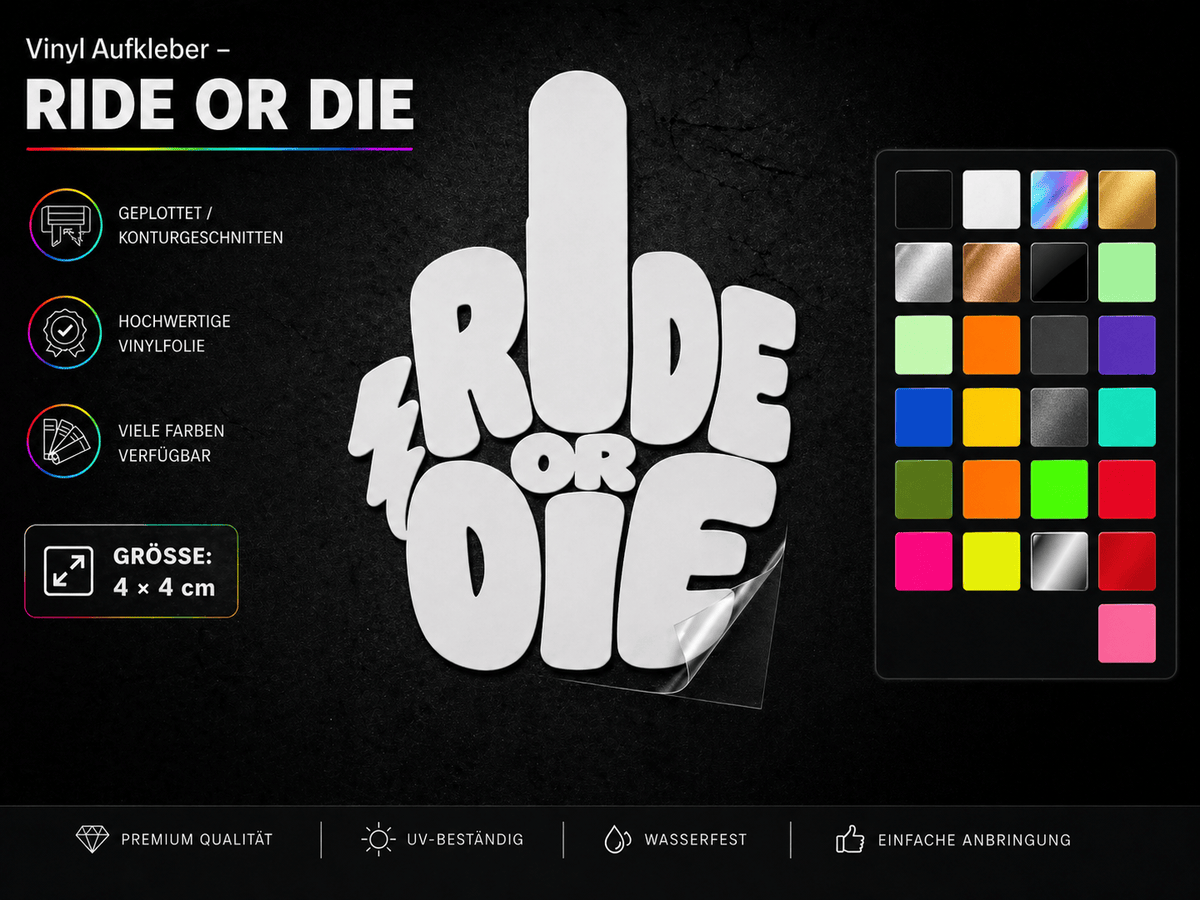 Sons of Battery® - E-MTB Brand & Community Folien & Sticker RIDE OR DIE (STINKY FINGER) - Kreativer Vinyl-Aufkleber E-Bike-Community