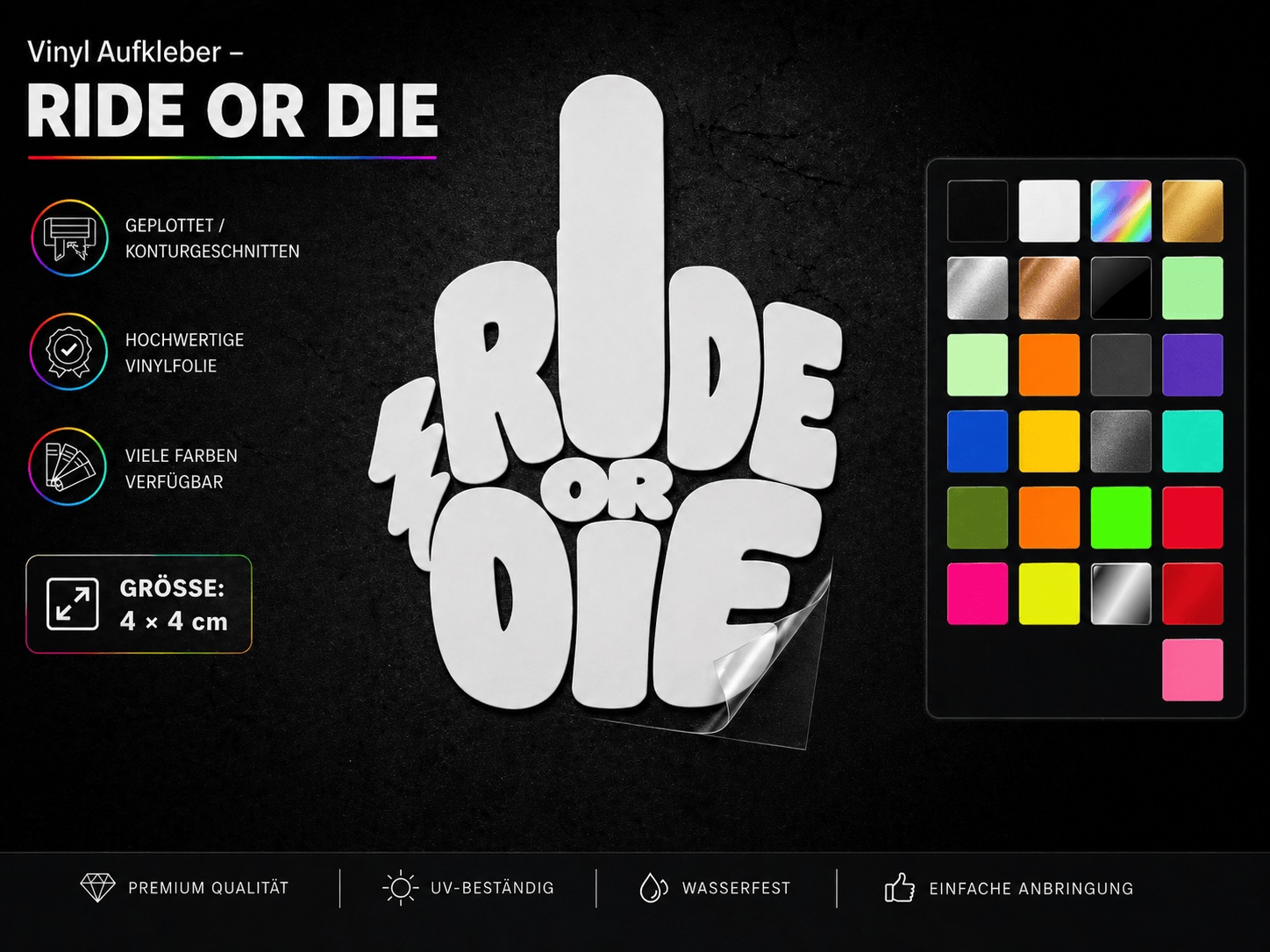 Sons of Battery® - E-MTB Brand & Community Folien & Sticker RIDE OR DIE (STINKY FINGER) - Kreativer Vinyl-Aufkleber E-Bike-Community