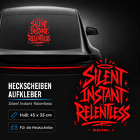 Sons of Battery® - E-MTB Brand & Community Folien & Sticker Rot / 45x34 cm SILENT INSTANT RELENTLESS - Kreativer Vinyl-Aufkleber für deine Heckscheibe / Seitenscheibe uvm. z.B Tesla E-Bike-Community