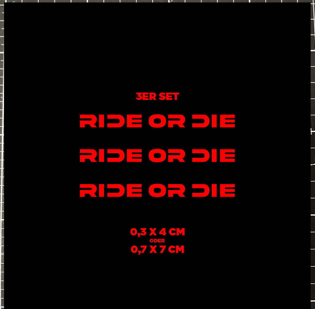 Sons of Battery® - E-MTB Brand & Community Folien & Sticker Rot / RIDE OR DIE / 3 mm Love 2 Ride / Ride or Die - 3 mm / 6 mm- Schrift E-Bike-Community